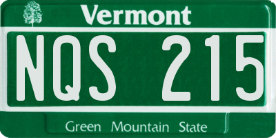 VT license plate NQS215