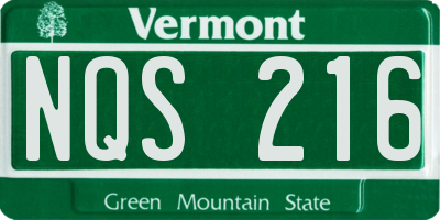 VT license plate NQS216