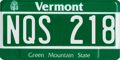 VT license plate NQS218