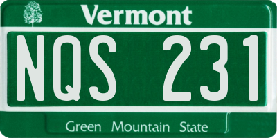 VT license plate NQS231
