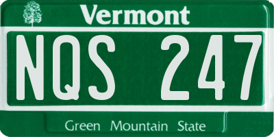 VT license plate NQS247