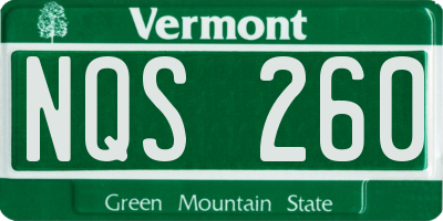 VT license plate NQS260