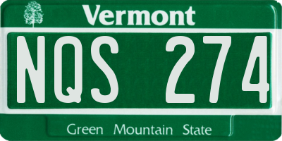 VT license plate NQS274