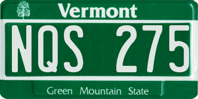VT license plate NQS275