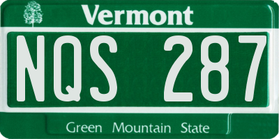 VT license plate NQS287