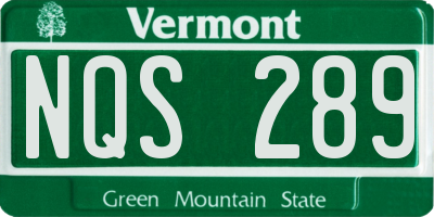 VT license plate NQS289