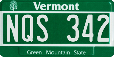 VT license plate NQS342