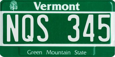 VT license plate NQS345