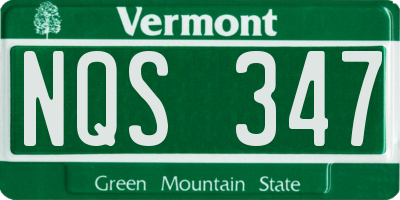 VT license plate NQS347