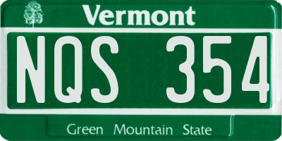VT license plate NQS354