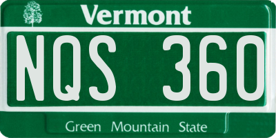 VT license plate NQS360