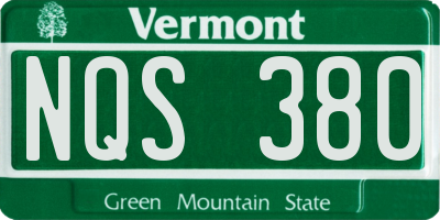 VT license plate NQS380