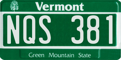 VT license plate NQS381