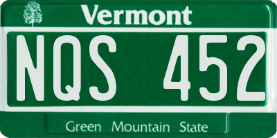 VT license plate NQS452