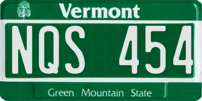 VT license plate NQS454
