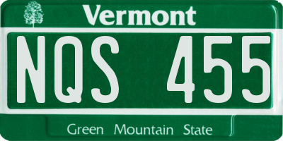 VT license plate NQS455