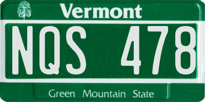 VT license plate NQS478