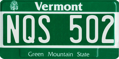 VT license plate NQS502