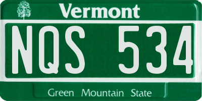 VT license plate NQS534