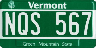 VT license plate NQS567