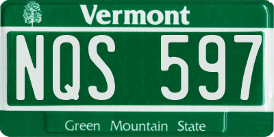 VT license plate NQS597