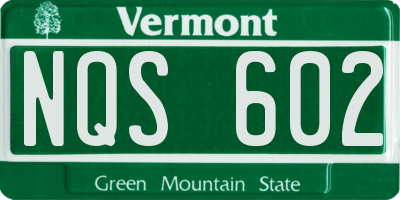 VT license plate NQS602