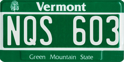 VT license plate NQS603