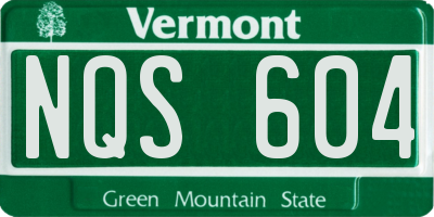 VT license plate NQS604