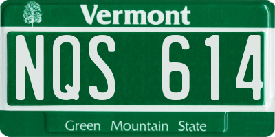 VT license plate NQS614