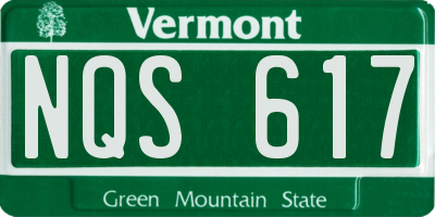 VT license plate NQS617