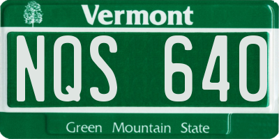 VT license plate NQS640