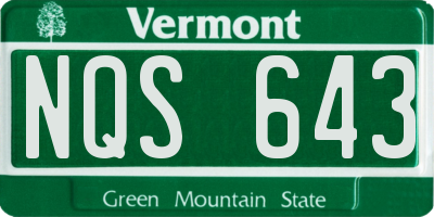 VT license plate NQS643