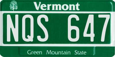 VT license plate NQS647