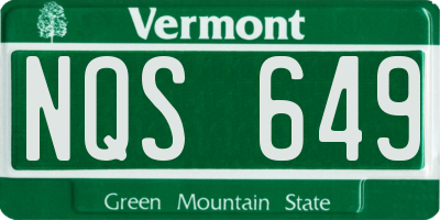 VT license plate NQS649