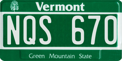 VT license plate NQS670