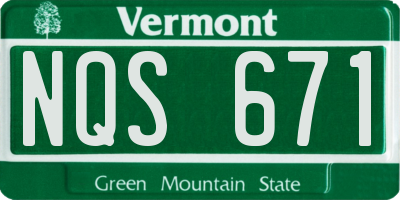 VT license plate NQS671