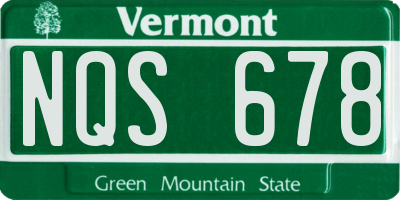 VT license plate NQS678