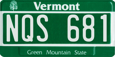 VT license plate NQS681