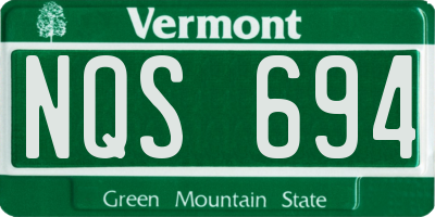 VT license plate NQS694