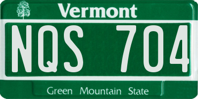 VT license plate NQS704