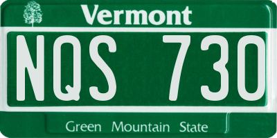 VT license plate NQS730