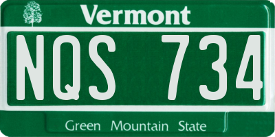 VT license plate NQS734