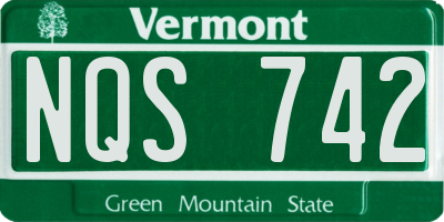 VT license plate NQS742