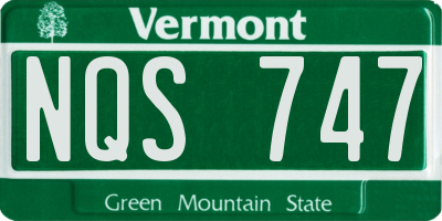VT license plate NQS747