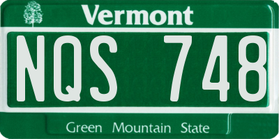 VT license plate NQS748