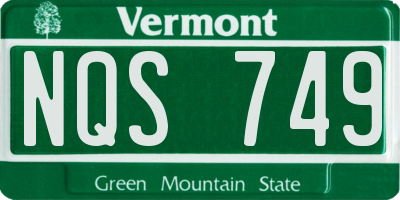 VT license plate NQS749