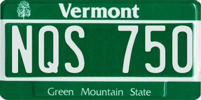 VT license plate NQS750