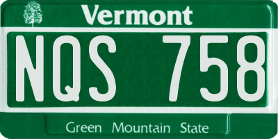 VT license plate NQS758