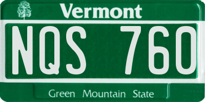 VT license plate NQS760