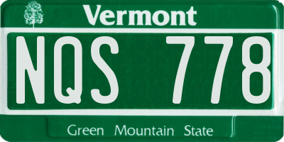 VT license plate NQS778